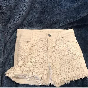 White Floral Philosophy Denim Shorts